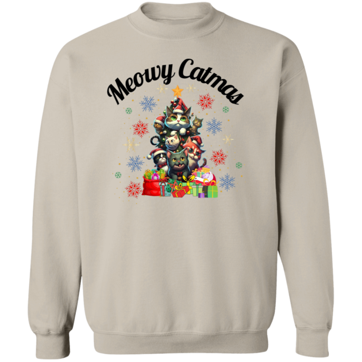 Meowy Catmas | Crewneck Pullover Sweatshirt