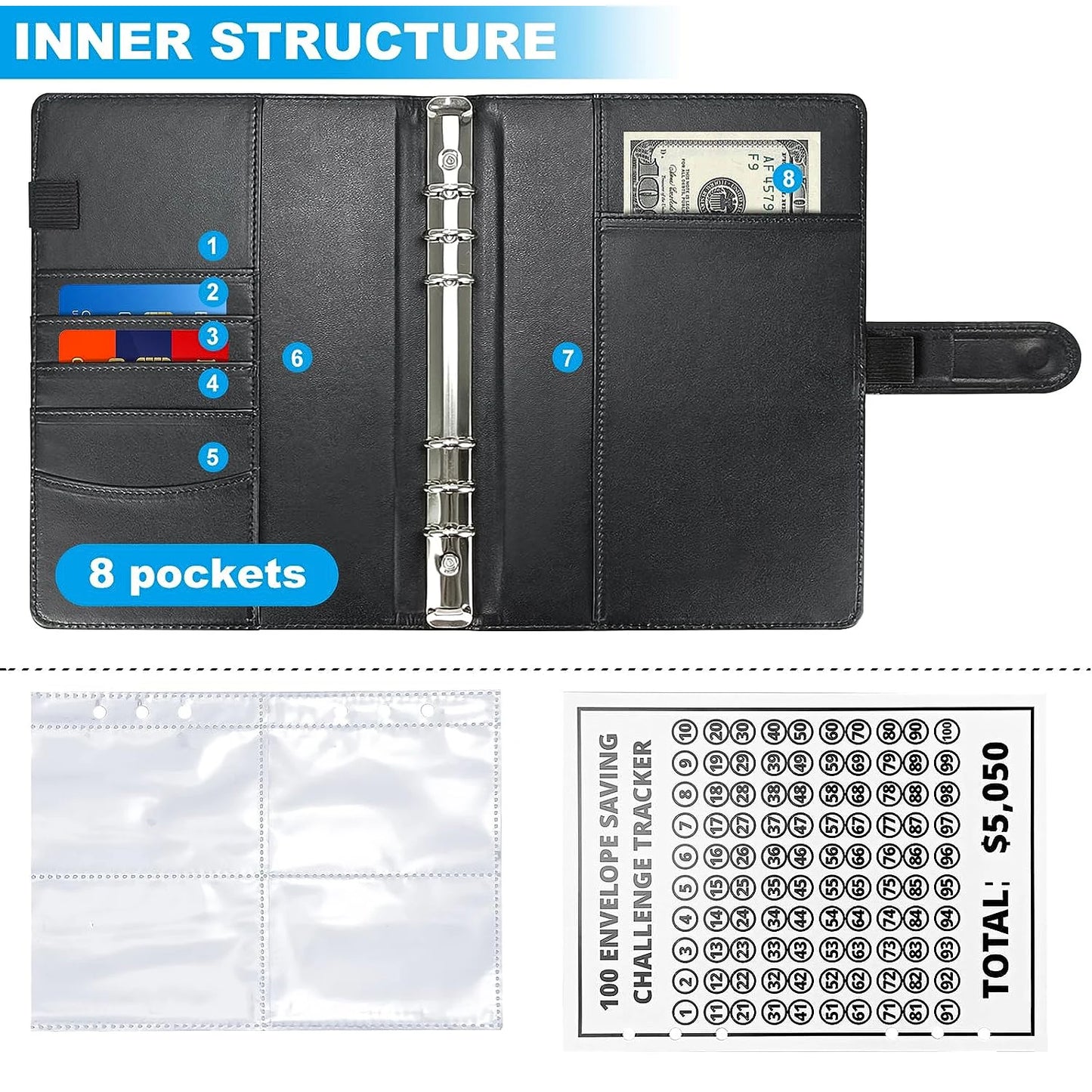 100 Envelopes Money Saving Money Challenge Budget Binder with Cash Envelopes for Budget Planner Easy and Fun Way to Save $5,050