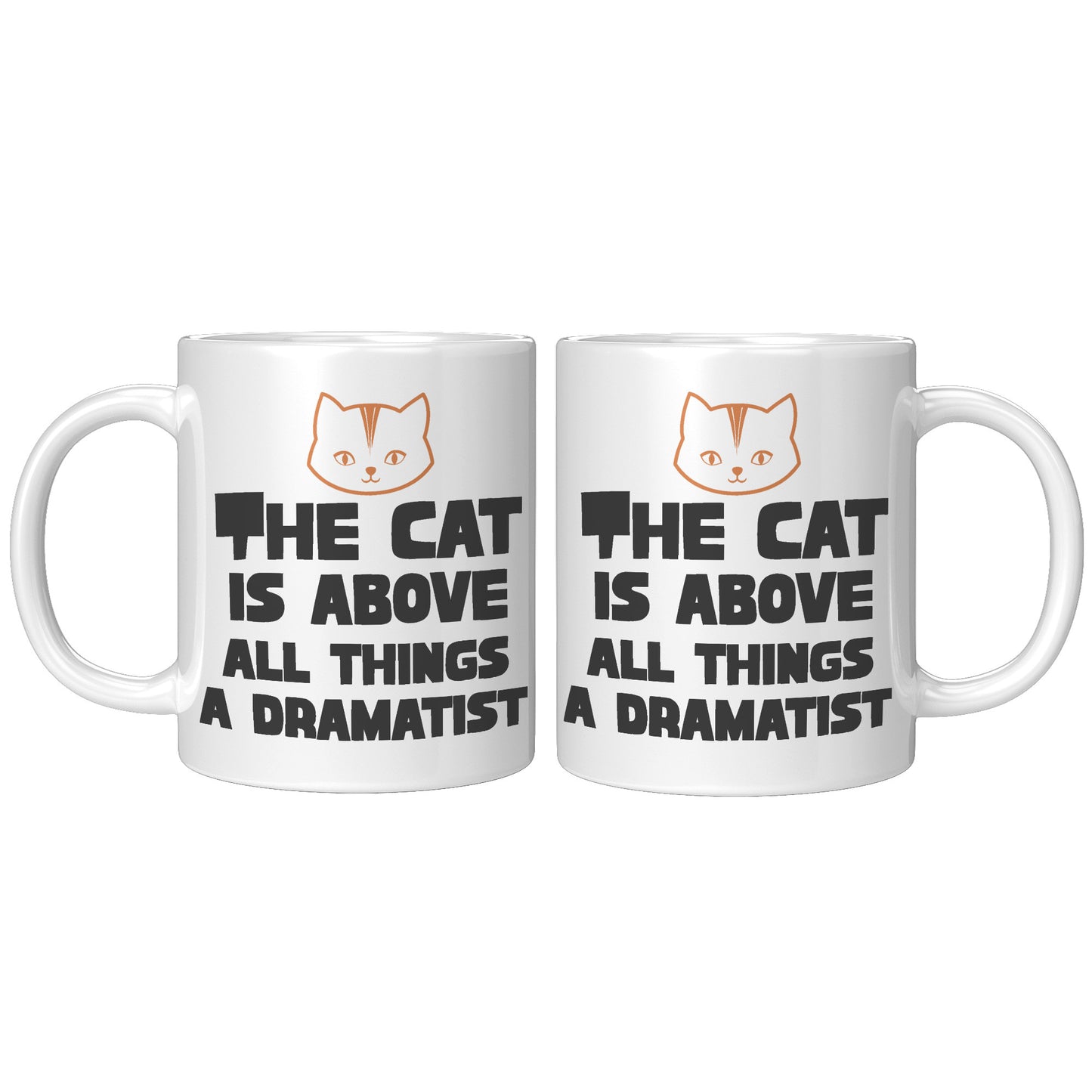 The cat is above