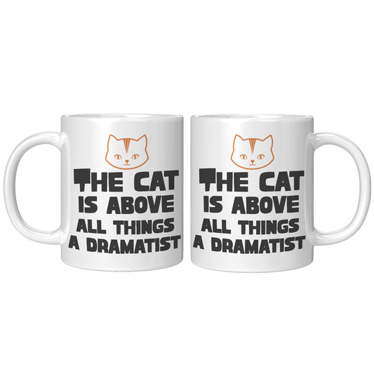 The cat is above