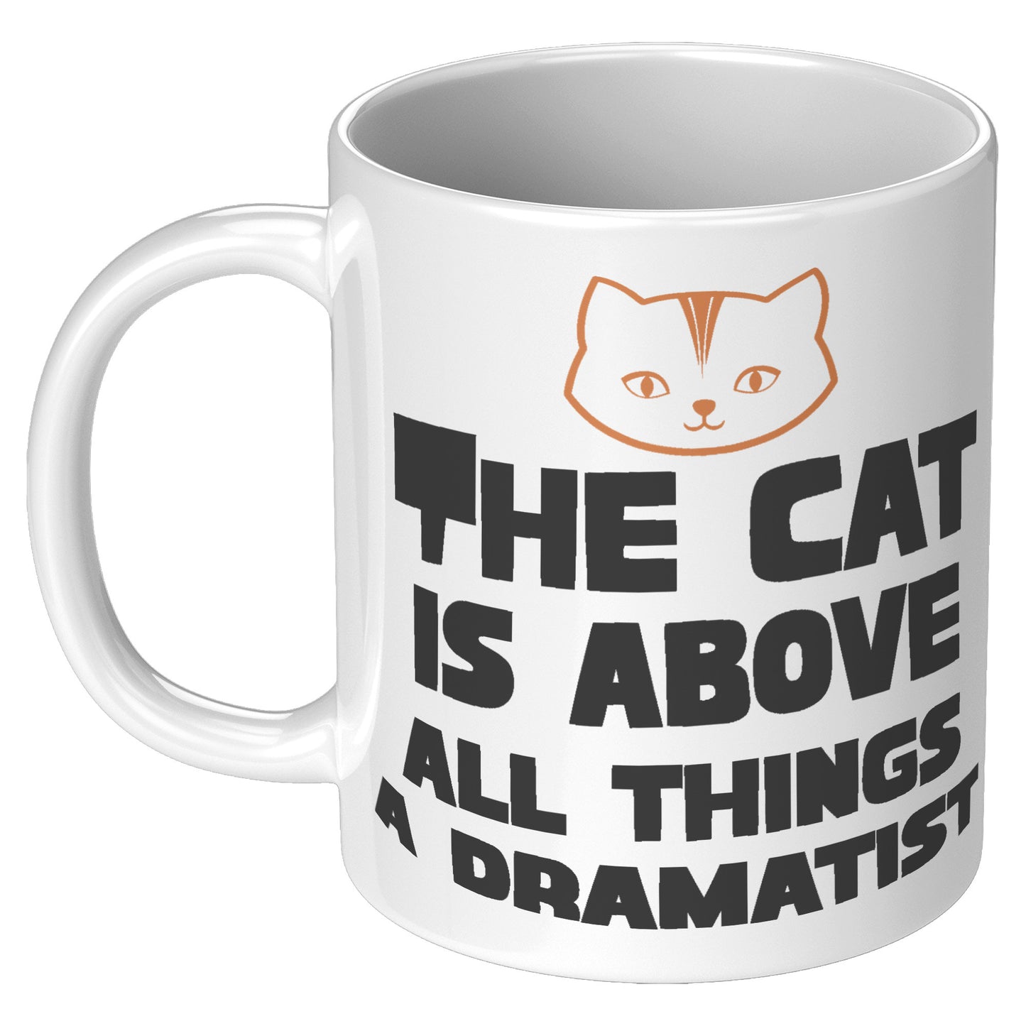 The cat is above