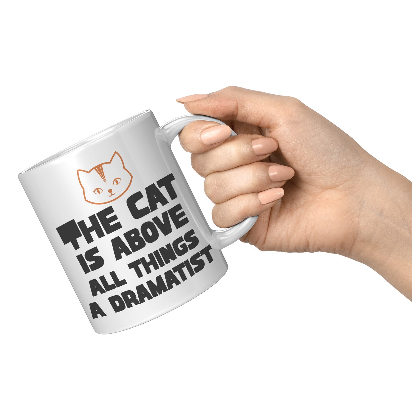 The cat is above